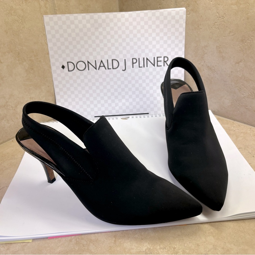 Donald J Pliner Vero Cuoio Black Sling Back High Heel Bootie